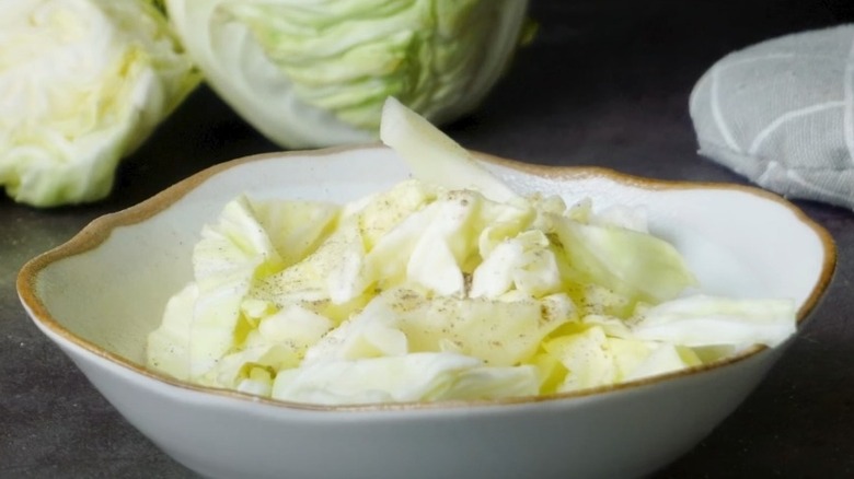 Bowl of steamed white cabbage