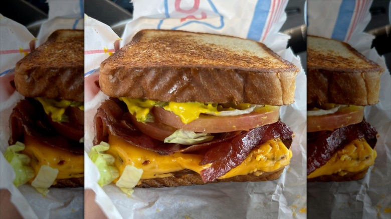 The Sonic BLT grilled cheese with mustard