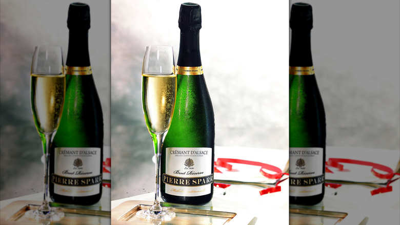 bottle and glass of sparkling wine