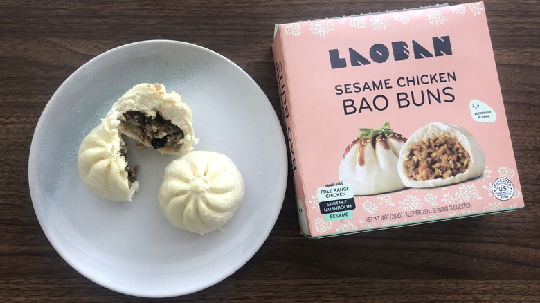 Laoban sesame chicken bao buns on a plate