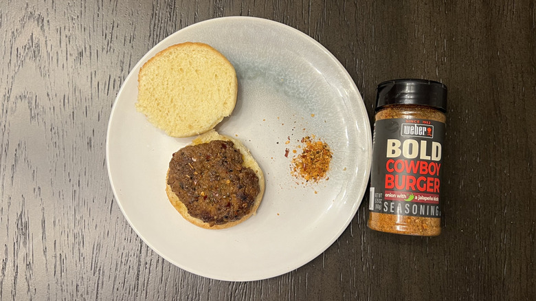 Weber Bold Cowboy Burger Seasoning on burger slider.