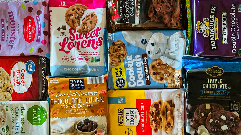 Cookie dough brands in pile