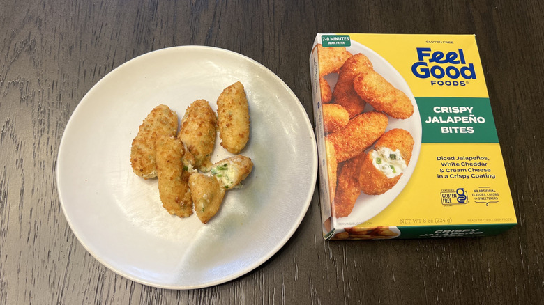 Feel Good Crispy Jalapeño Bites in a box and on a white plate