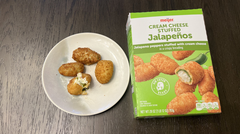 Meijer Cream Cheese Stuffed Jalapeños in a box and on a white plate