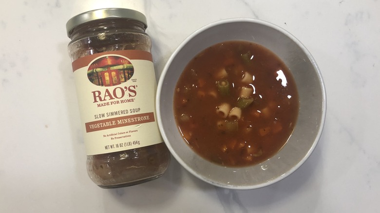 Rao's vegetable minestrone soup in a bowl.