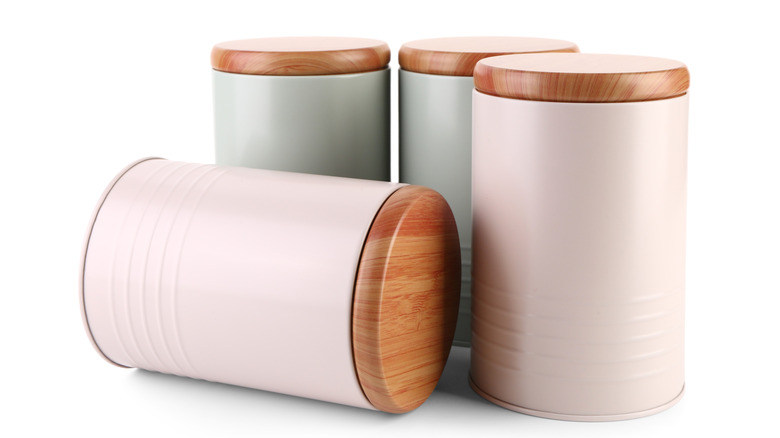 Set of kitchen jars isolated on white background