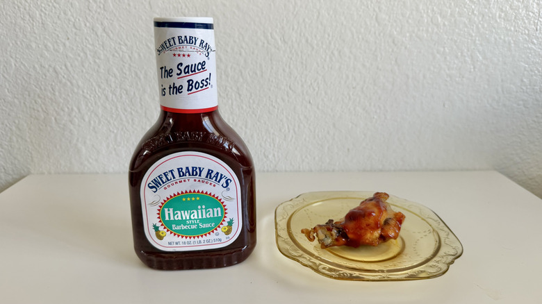 Hawaiian Barbecue Sauce container on a table