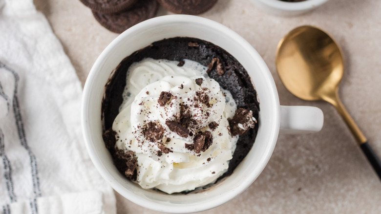 oreo cake and whipped cream