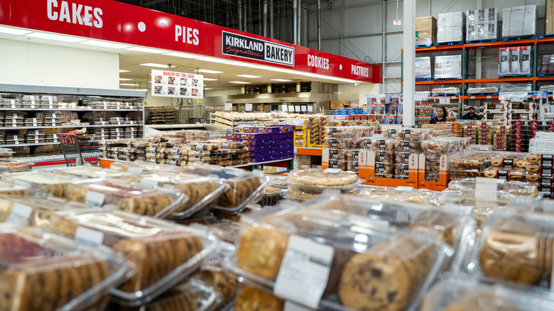 Costco bakery section with cakes cookies pies and pastries