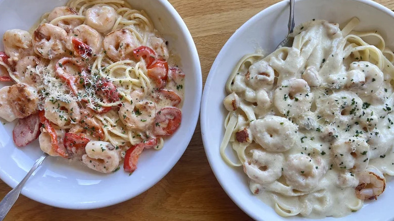 Pasta dishes at Olive Garden in a bowl