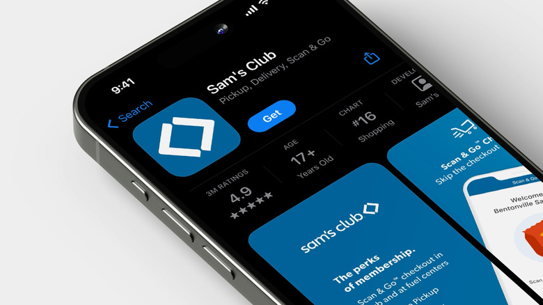 Sam's Club app page featuring Scan & Go
