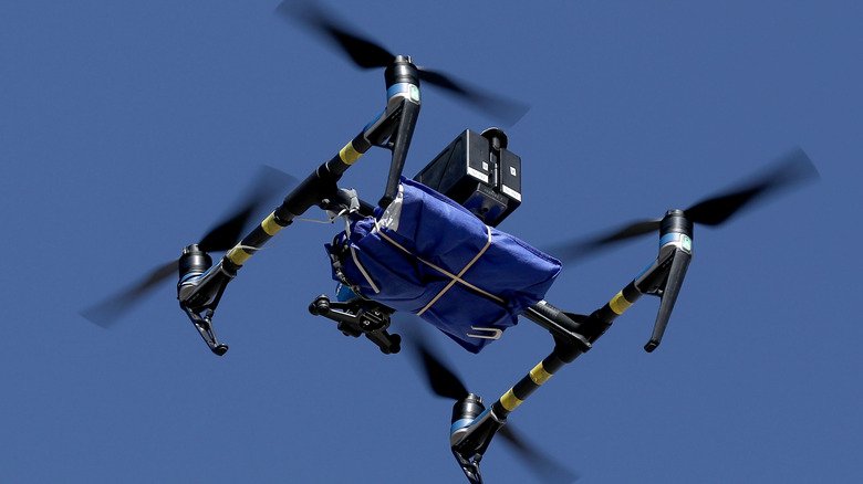 Walmart drone delivering a package