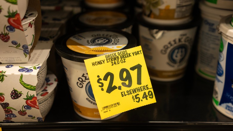 Grocery Outlet yogurt sticker