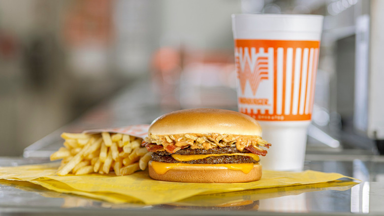Whataburger, fries, and drink.
