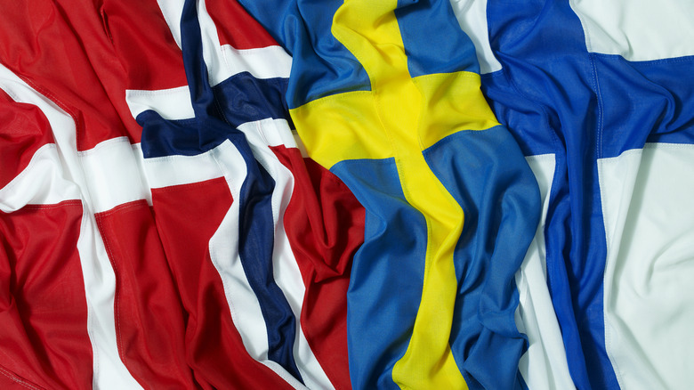 Flags of Denmark, Norway, Sweden, and Finland