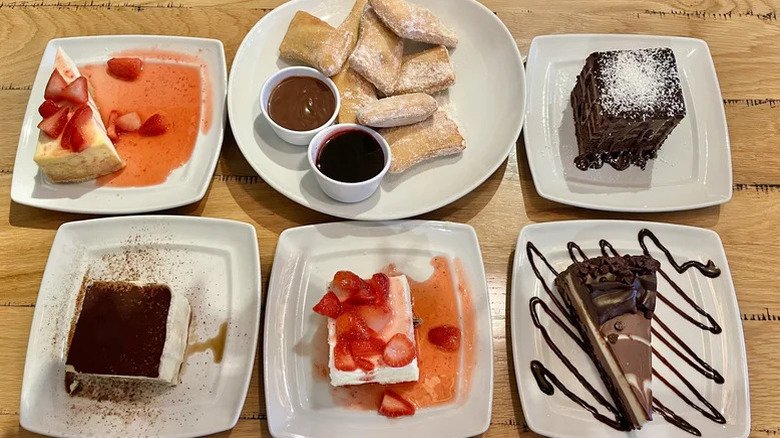 olive garden dessert slices on plates