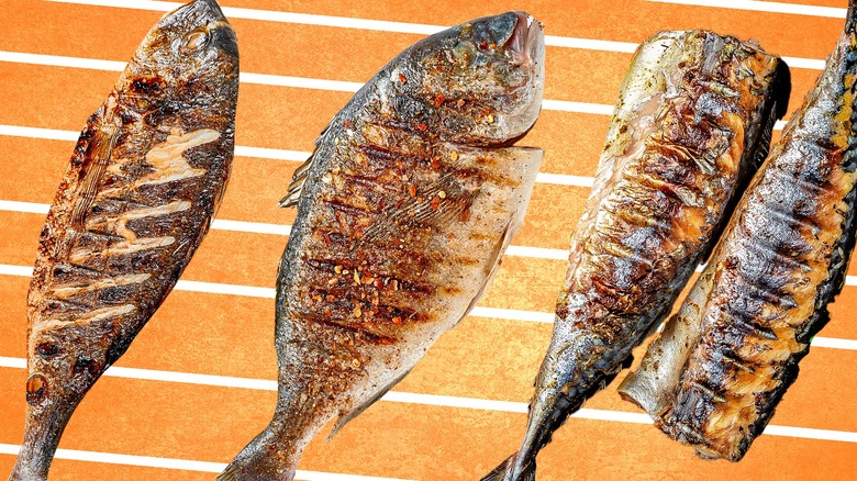 composite image of grilled fish