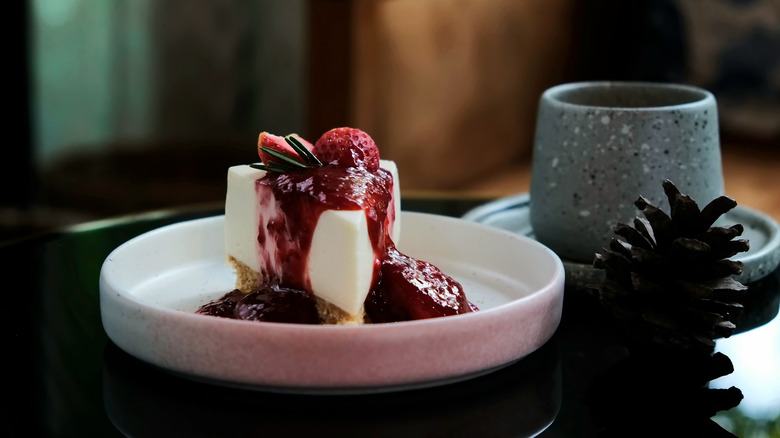 icebox cheesecake served with coffee during a leisurely break