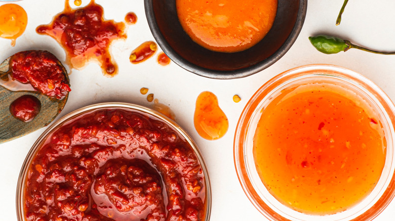 Bowls of different sauces