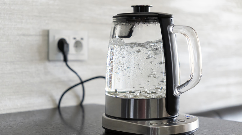 Water boiling in electric kettle