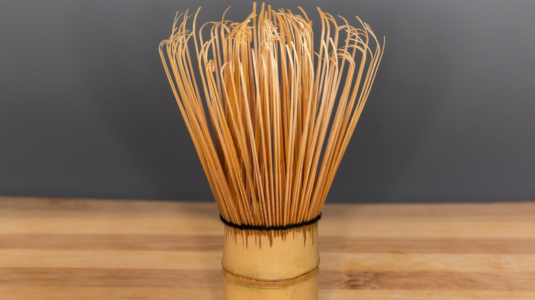 Matcha whisk chasen on wooden table