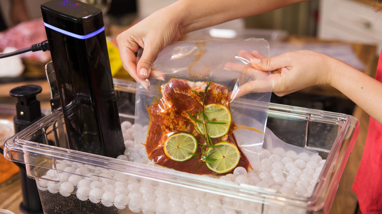 Sous vide package getting submerged
