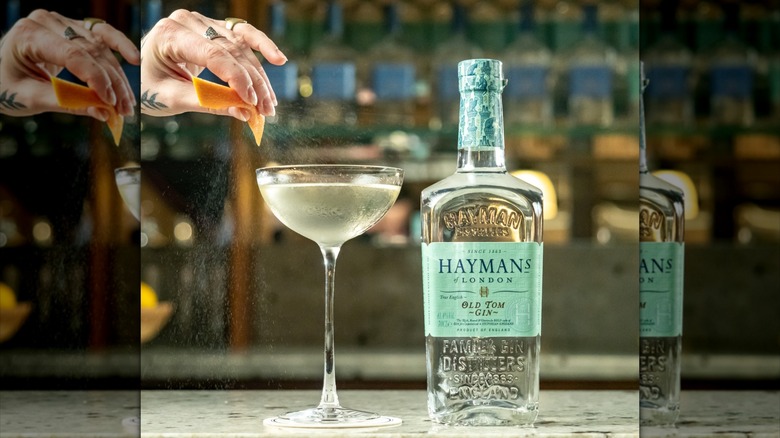 bottle of Hayman's Old Tom Gin on bar