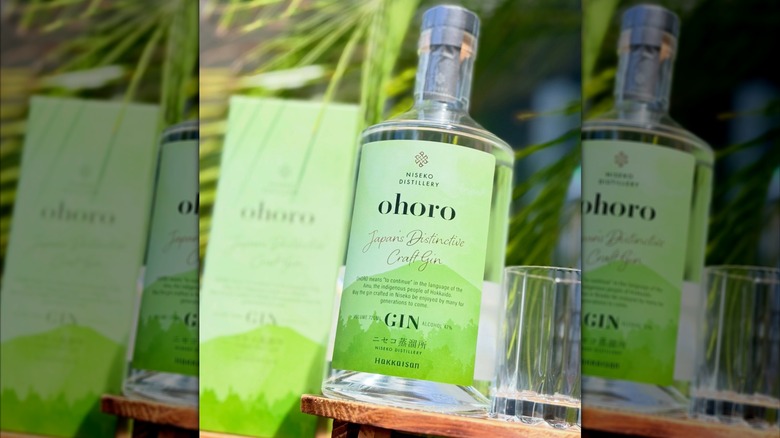 Ohoro gin bottle with packaging