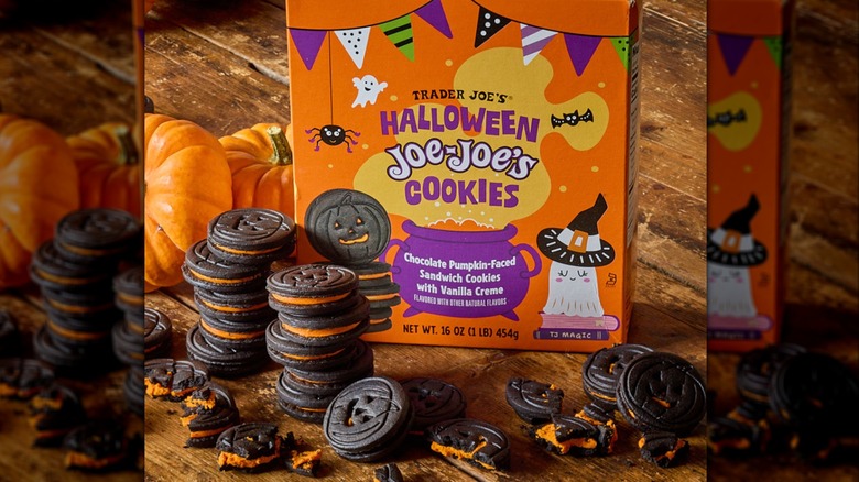 Box of Trader Joe's Halloween Joe-Joe's Cookies on a table
