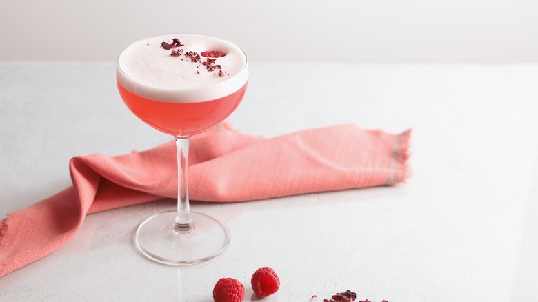 Clover Club cocktail in coupe glass