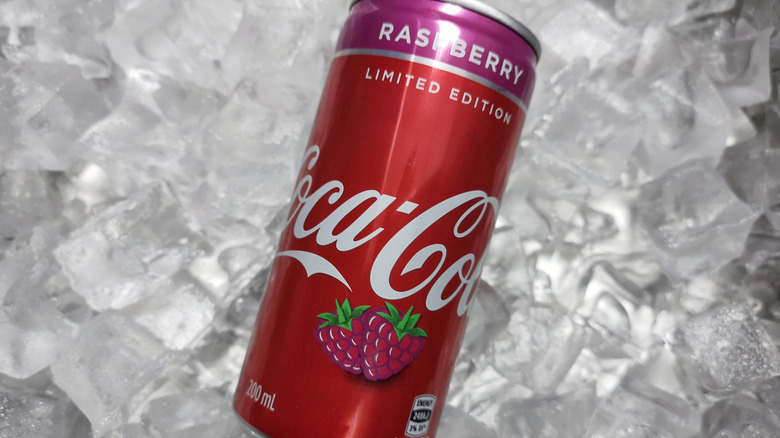 Coca-Cola Raspberry can on ice