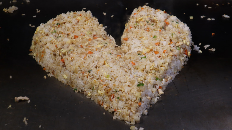 Heart shaped rice at a hibachi restaurant