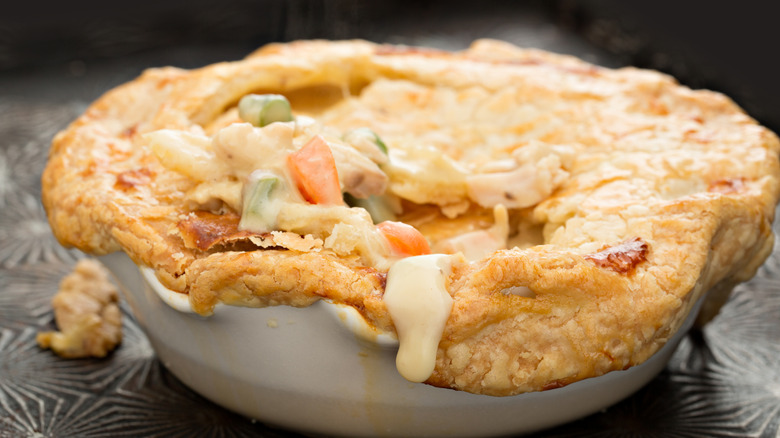 Individual veggie pot pie with flakey crust