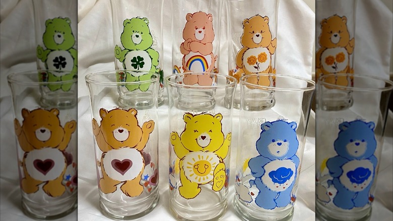 Care Bear glasses on a white sheet