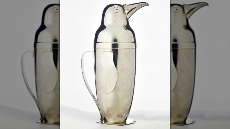 the penguin cocktail shaker on a white background
