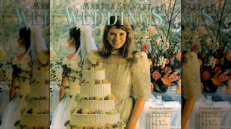 Cover of the book 'Weddings' featuring Stewart with a tiered wedding cake at a wedding.