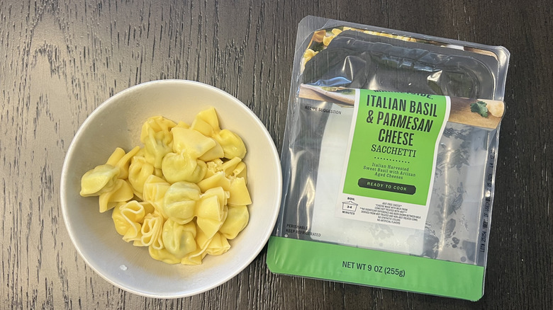 Walmart Marketside Italian basil and Parmesan cheese sacchetti in a bowl.