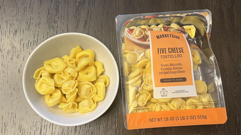 Walmart Marketside five cheese tortellini in a bowl.