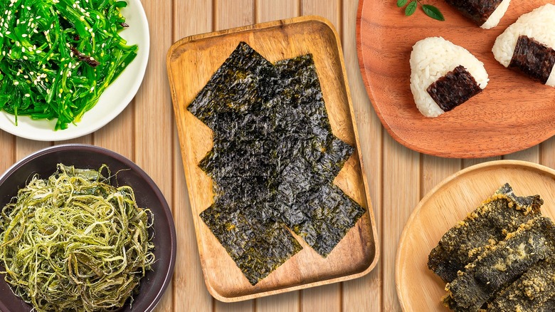 Plate of seaweed with seaweed recipes