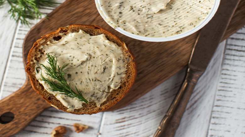 seaweed butter on a wooden platter