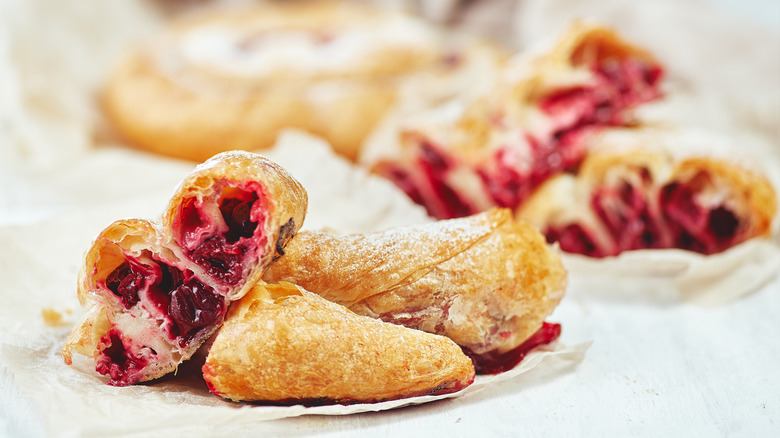 Sweet cherry turnovers with cheddar cheese filling
