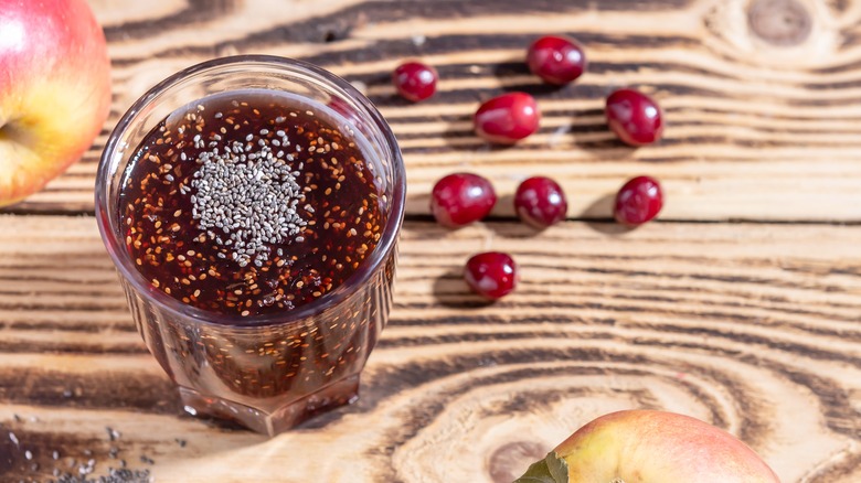 Jar of homemade cranberry chia jam