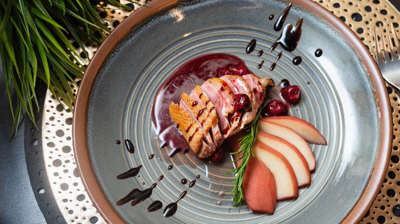 Duck with cranberry glaze