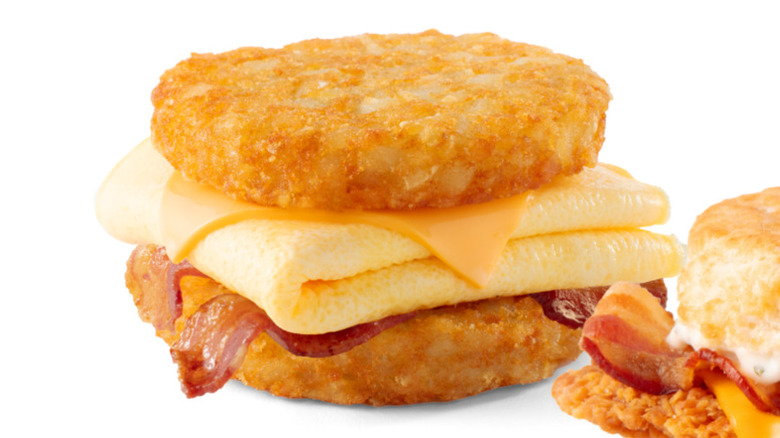 A product shot of the Carolina Crunch breakfast sandwich from Bojangles