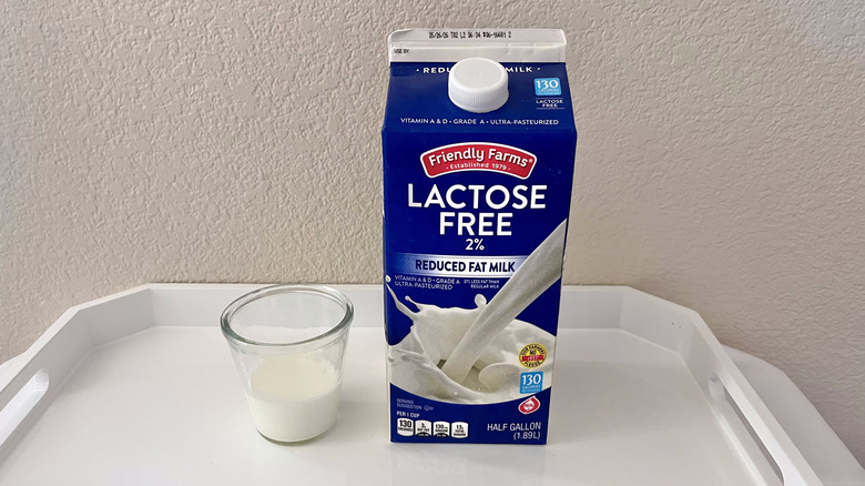 2% lactose free milk in a glass