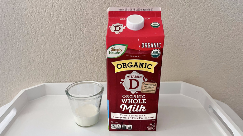Vitamin D whole milk in a glass