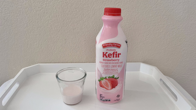 Kefir Strawberry Flavored Low Fat Milk in a glass
