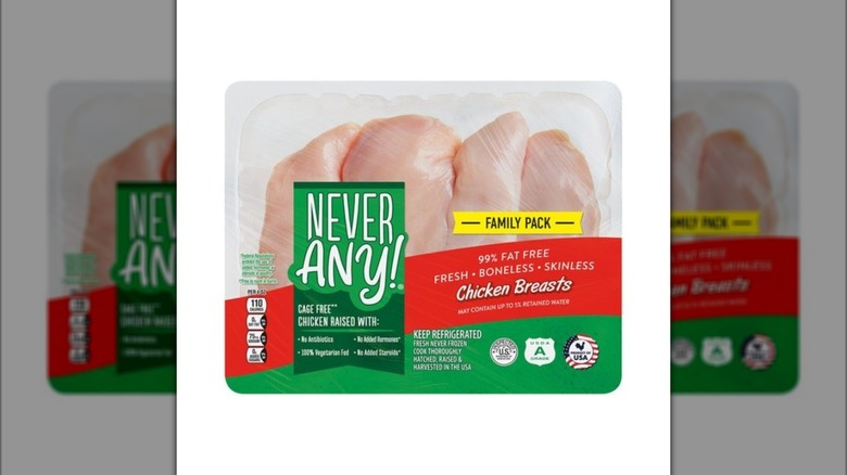 Plastic package of Never Any! Boneless Skinless Chicken Breasts
