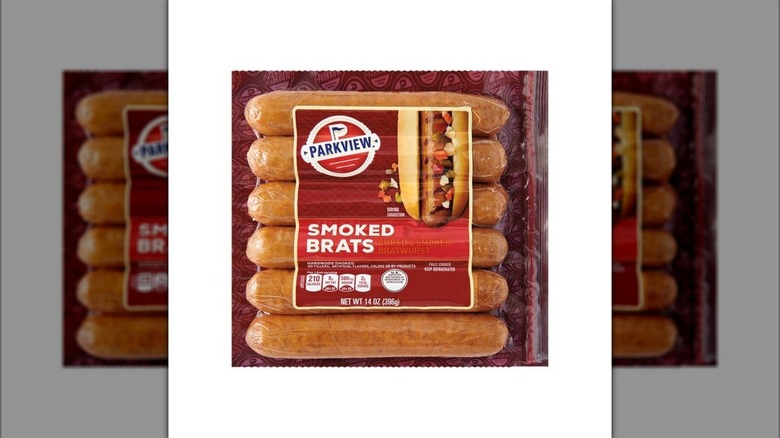 Package of six Parkview Smoked Brats sausages from Aldi