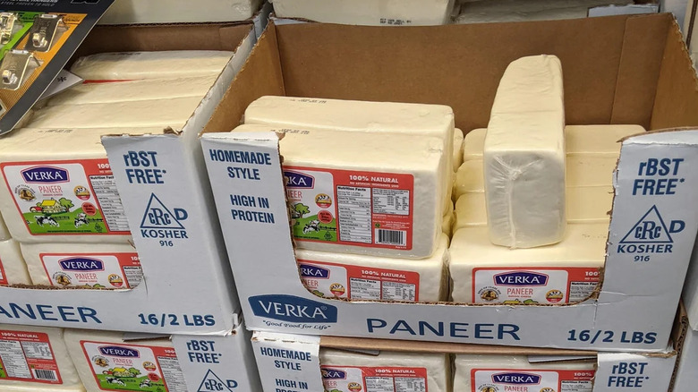 Verka Paneer Indian Cottage Cheese stacked in boxes